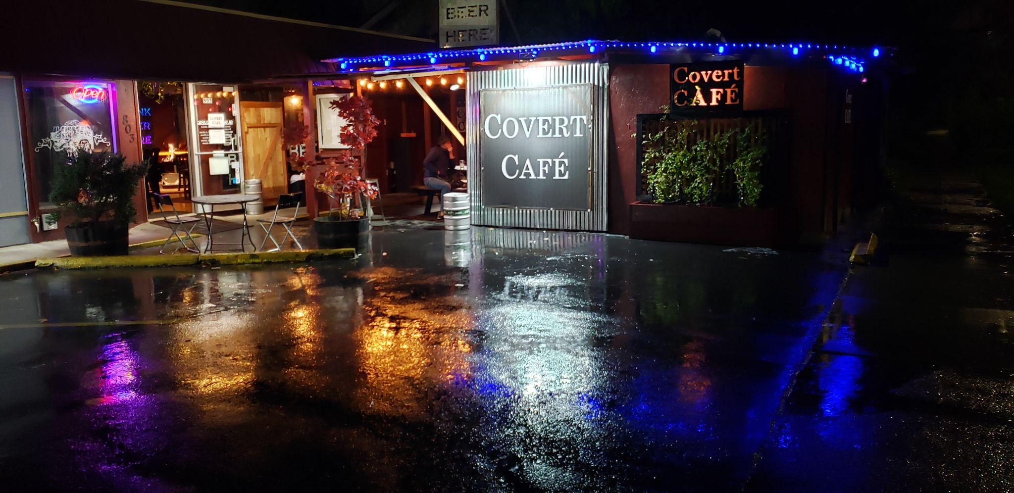 Night crowd at Covert Cafe during a live performance